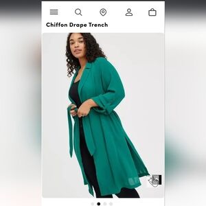 Torrid Chiffon Trench Style Blouse/kimono/duster